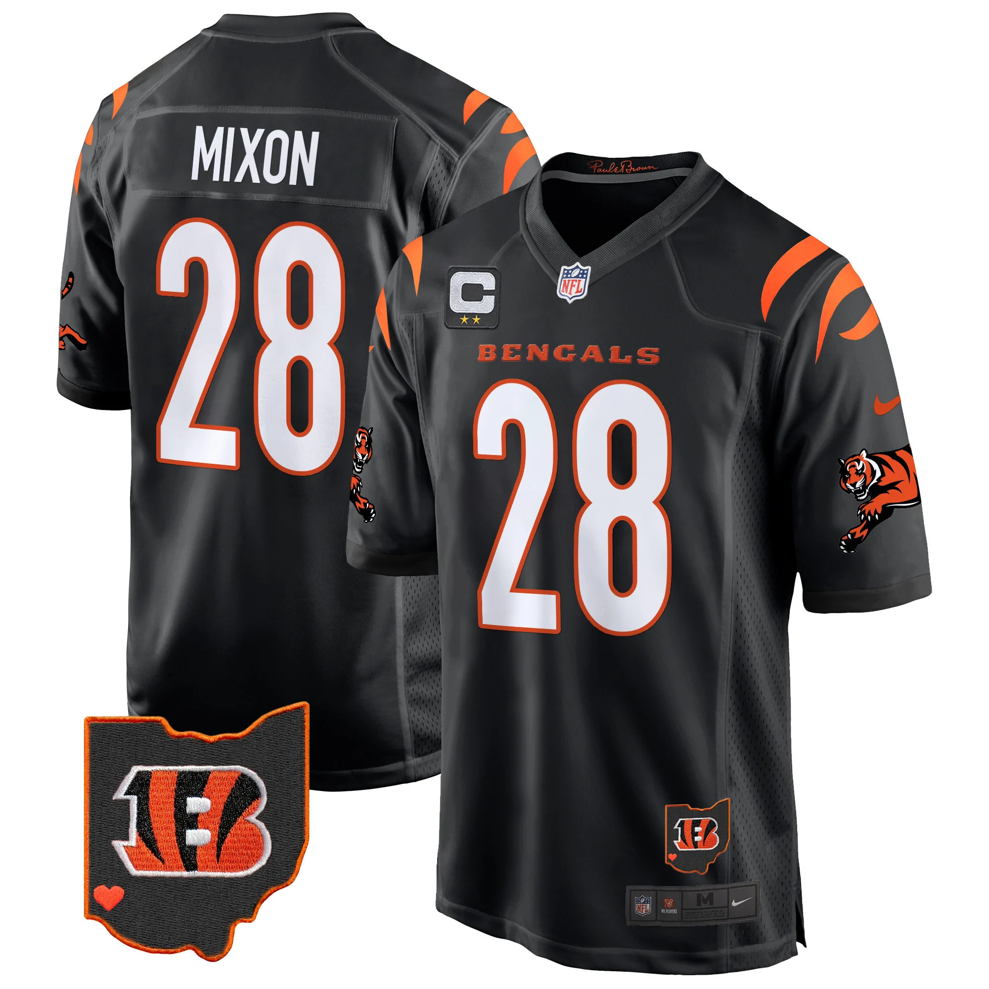 Mens Cincinnati Bengals 2024 Game Jersey Joe Mixon Jersey Black