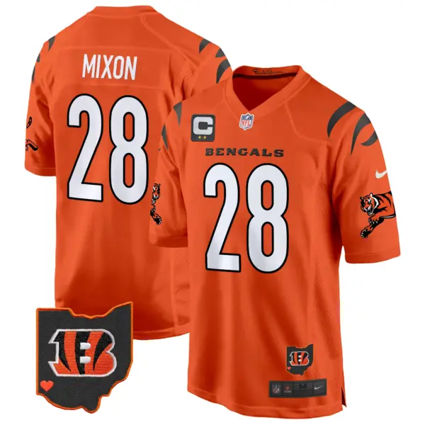 Mens Cincinnati Bengals 2024 Game Jersey Joe Mixon Jersey Orange