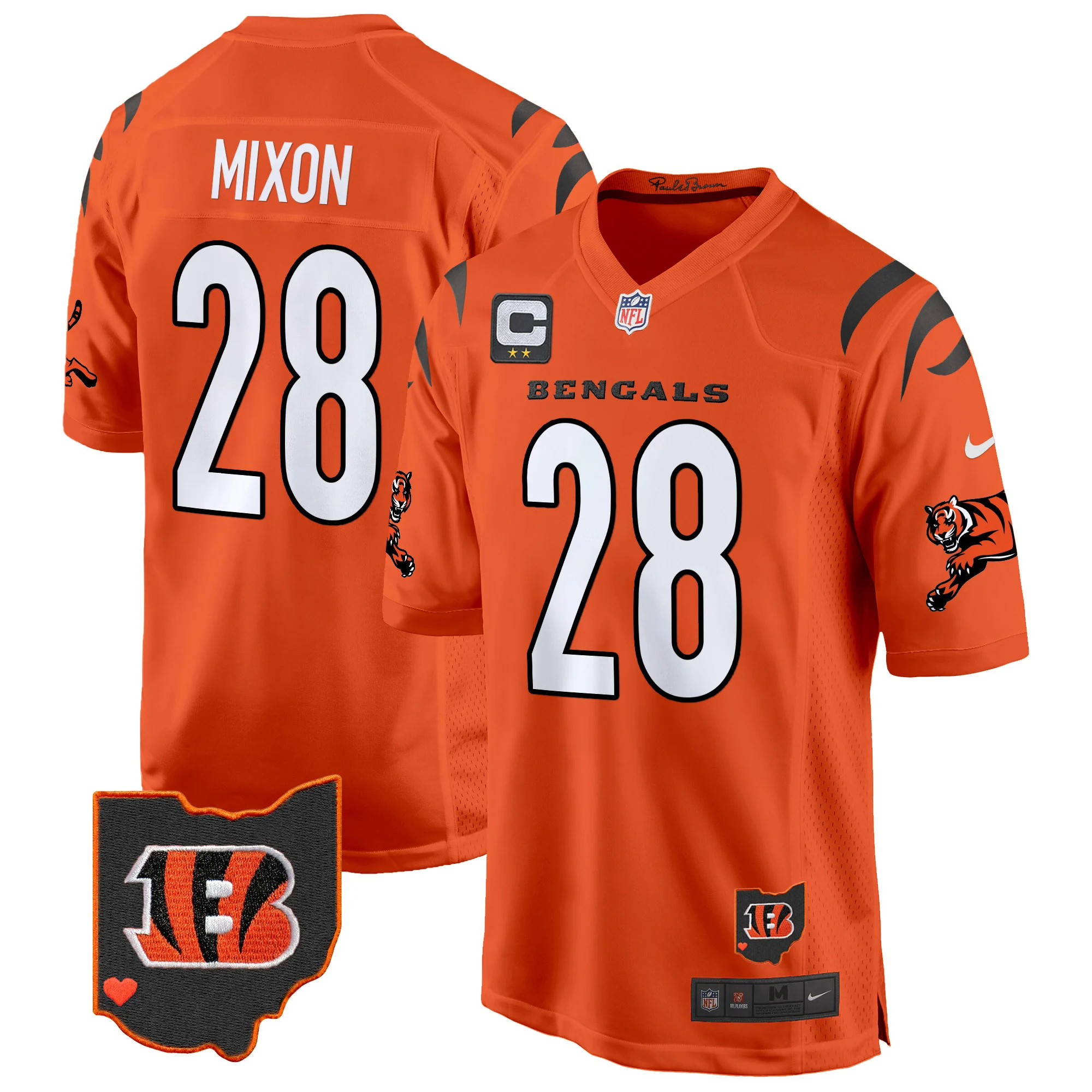 Mens Cincinnati Bengals 2024 Game Jersey Joe Mixon Jersey Orange