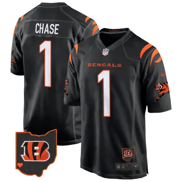 Mens Cincinnati Bengals 2024 Game Jersey Ja’marr Chase Jersey Black