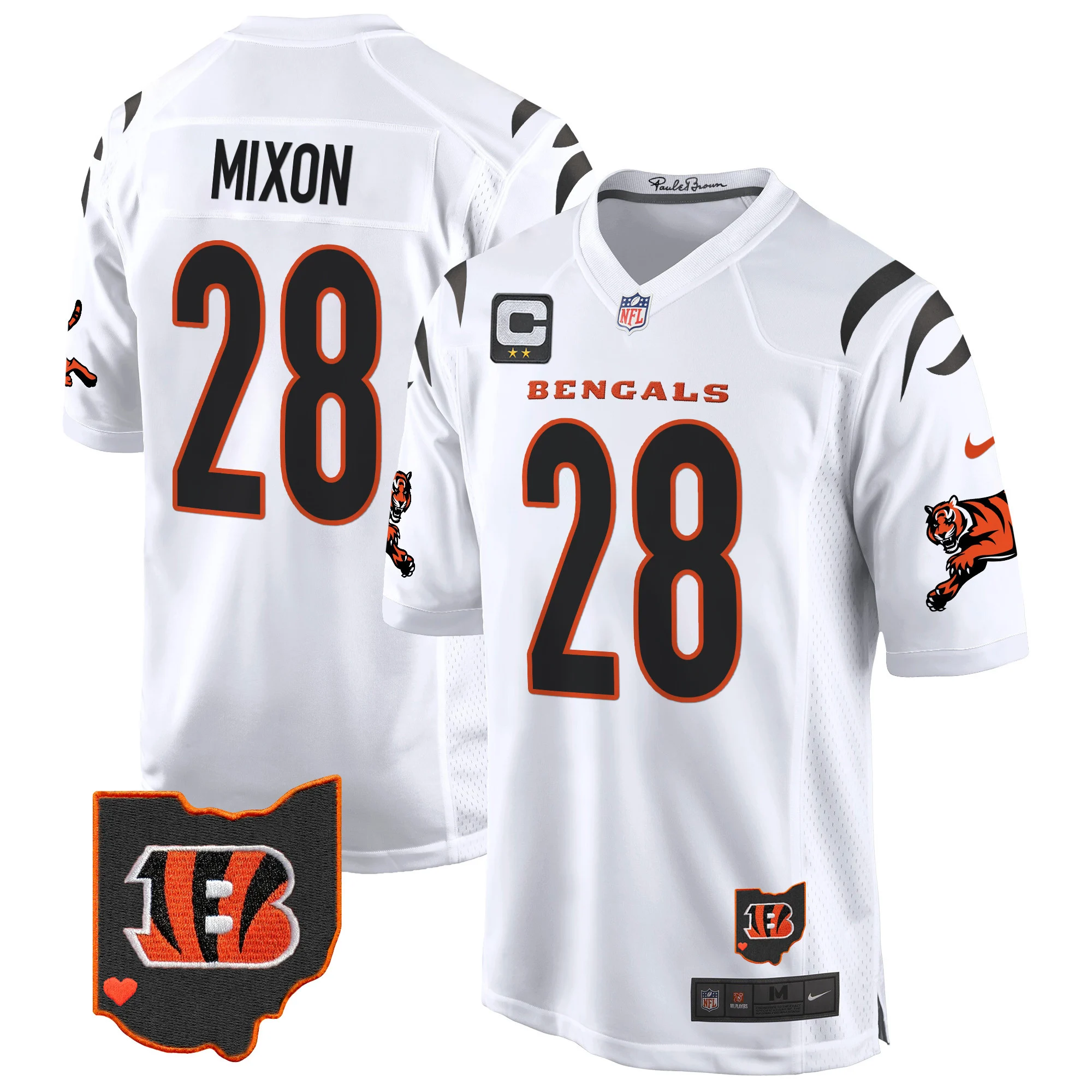 Mens Cincinnati Bengals 2024 Game Jersey Joe Mixon Jersey White