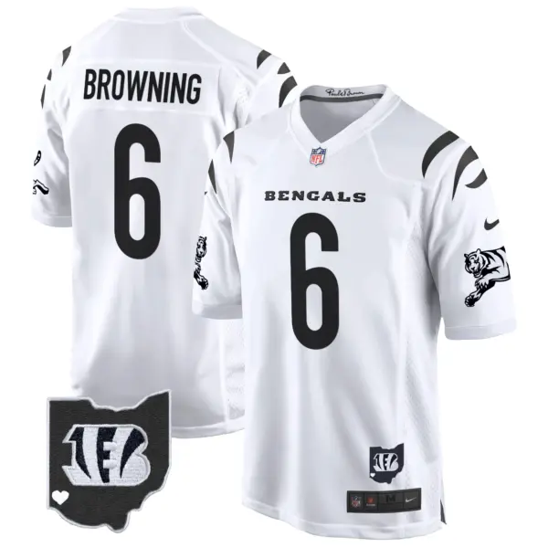 Mens Cincinnati Bengals 2024 Game Jersey Jake Browning Jersey White Limited
