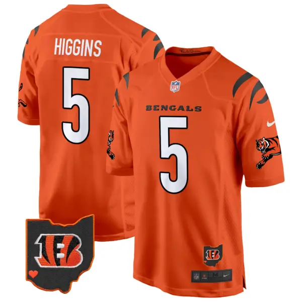 Mens Cincinnati Bengals 2024 Game Jersey Tee Higgins Jersey Orange
