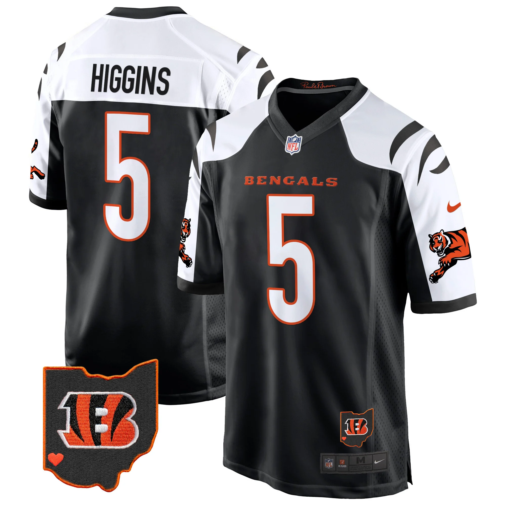 Mens Cincinnati Bengals 2024 Game Jersey Tee Higgins Jersey Black Alternate