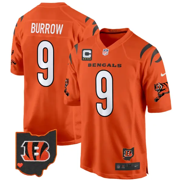 Mens Cincinnati Bengals 2024 Game Jersey Joe Burrow Jersey Orange