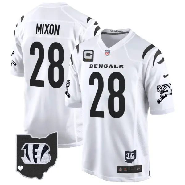 Mens Cincinnati Bengals 2024 Game Jersey Joe Mixon Jersey White Limited
