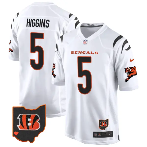 Mens Cincinnati Bengals 2024 Game Jersey Tee Higgins Jersey White
