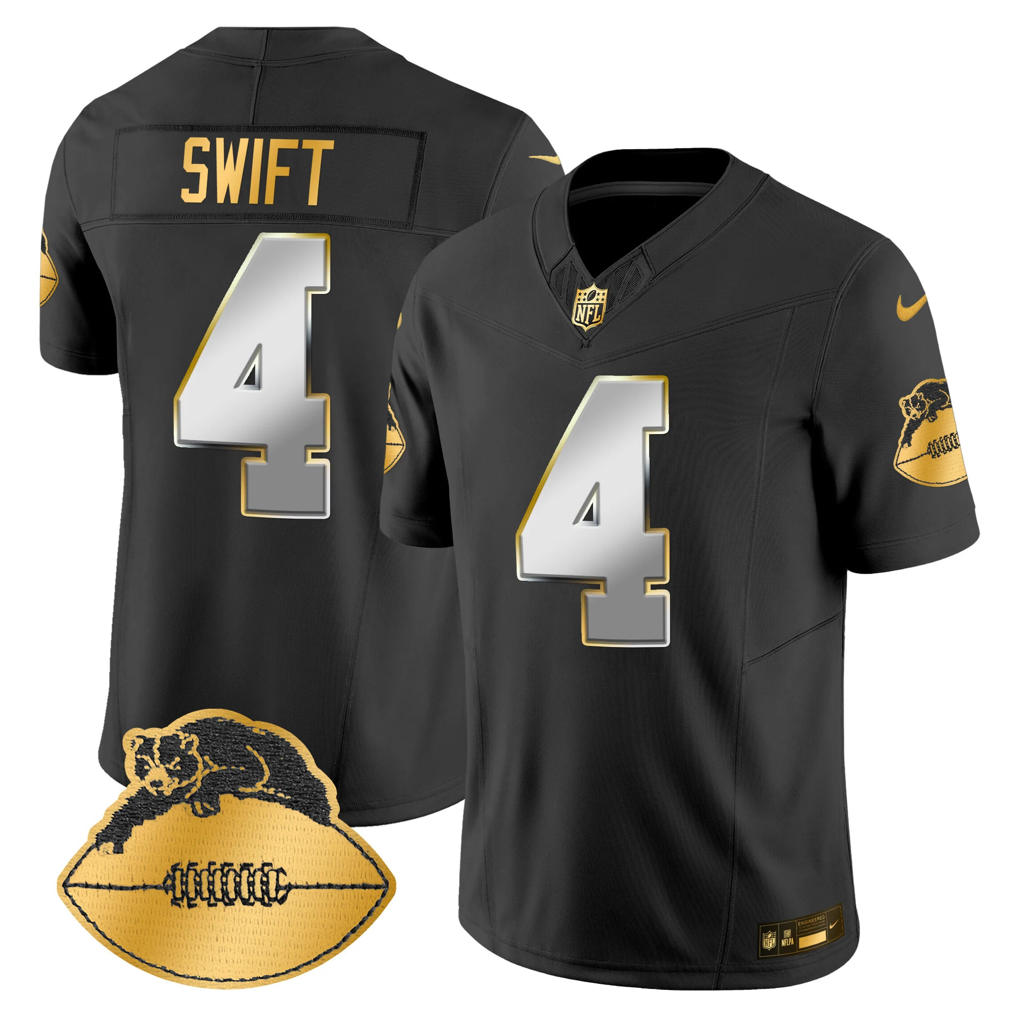 Mens Chicago Bears Throwback Gold Vapor Limited Jersey D’andre Swift Jersey Black Limited