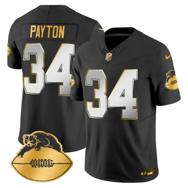 Mens Chicago Bears Throwback Gold Vapor Limited Jersey Walter Payton Jersey Black Limited