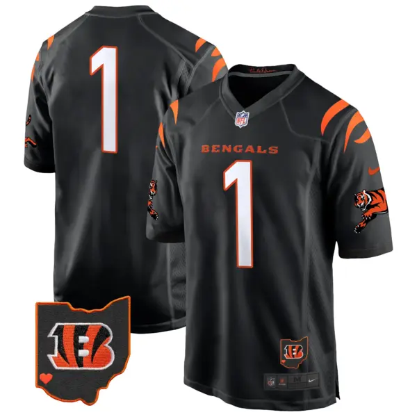 Mens Cincinnati Bengals 2024 Game Jersey #1 Team Jersey Black