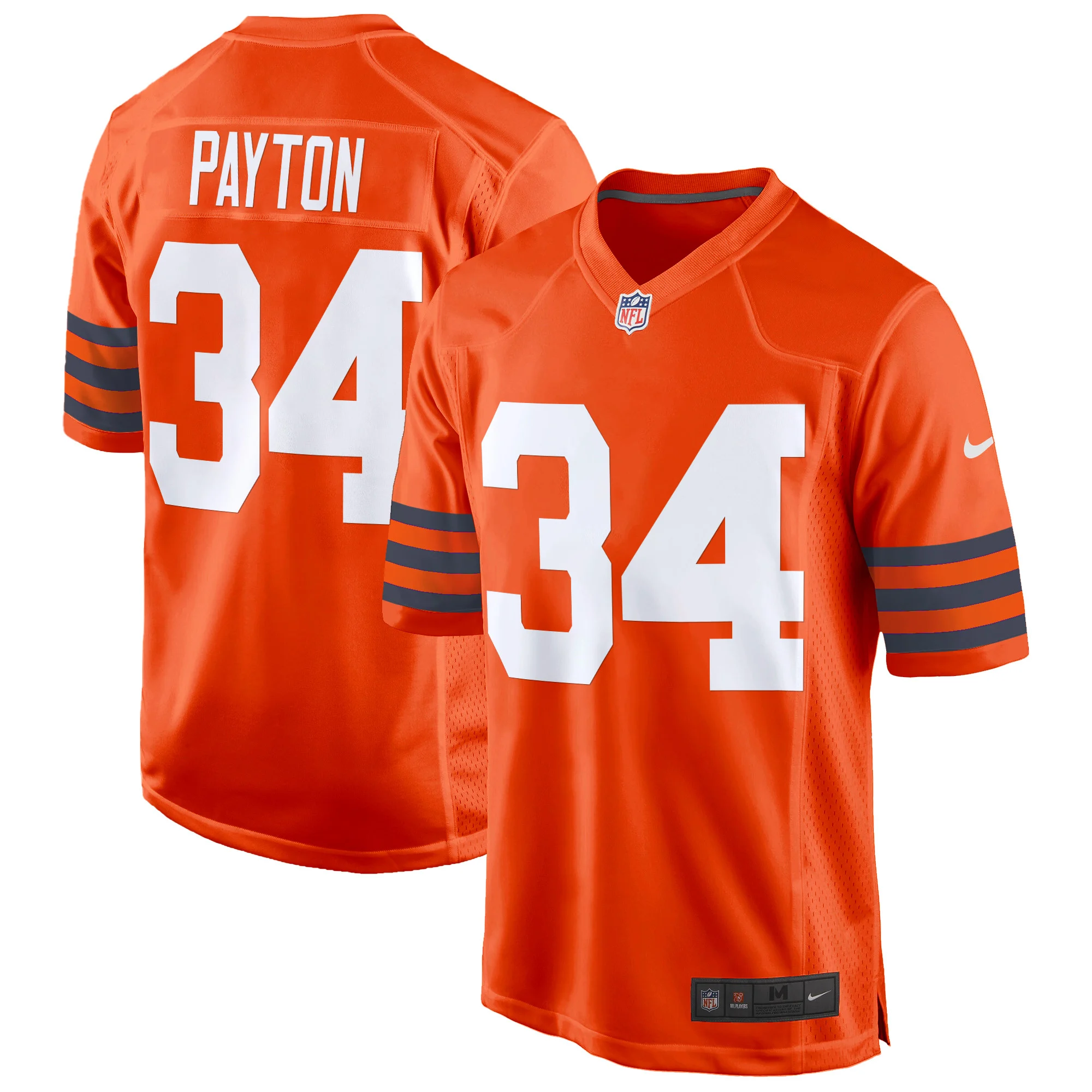 Mens Chicago Bears Throwback Game Jersey Walter Payton Jersey Orange