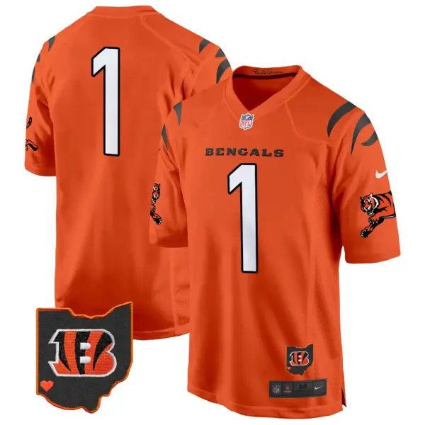 Mens Cincinnati Bengals 2024 Game Jersey #1 Team Jersey Orange