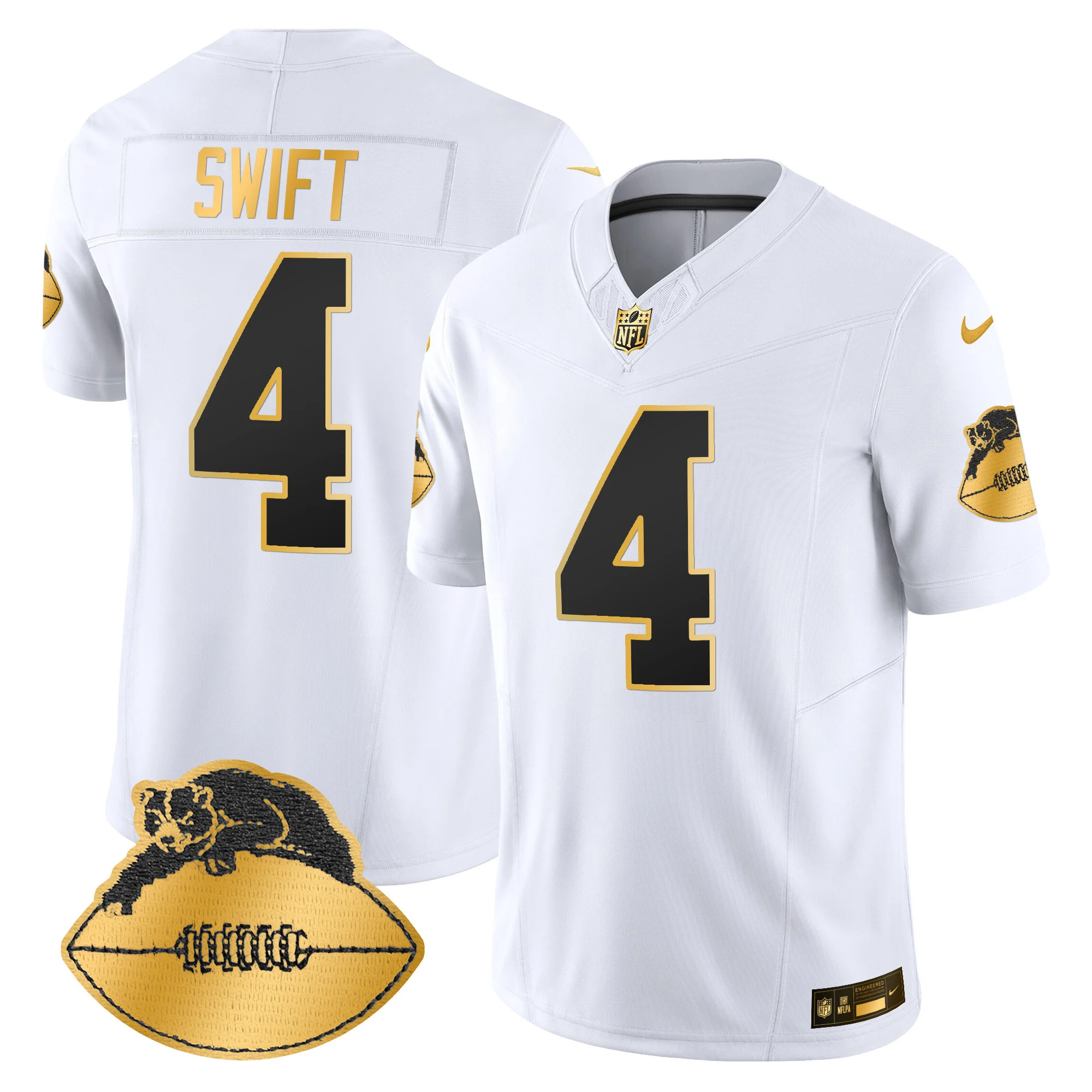 Mens Chicago Bears Throwback Gold Vapor Limited Jersey D’andre Swift Jersey White Gold