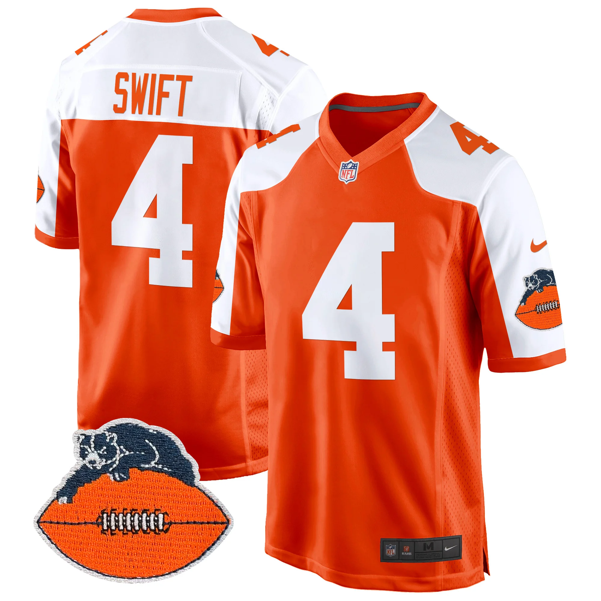 Mens Chicago Bears Throwback Game Jersey D’andre Swift Jersey Orange Alternate