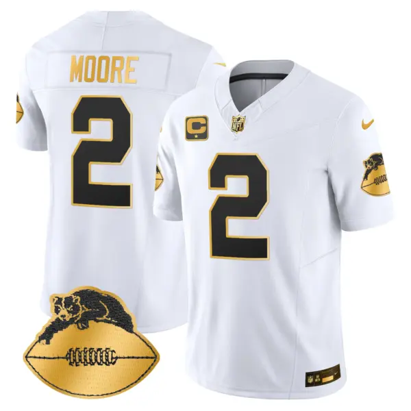 Mens Chicago Bears Throwback Gold Vapor Limited Jersey DJ Moore Jersey White Gold