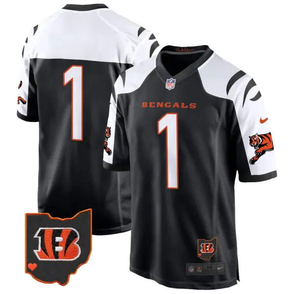 Mens Cincinnati Bengals 2024 Game Jersey #1 Team Jersey Black Alternate