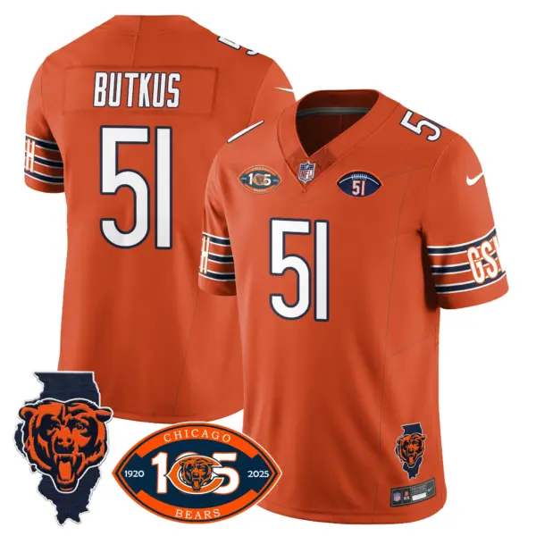Mens Chicago Bears 1920 2025 The Chicago Bears Vapor Limited Jersey Dick Butkus Jersey Orange