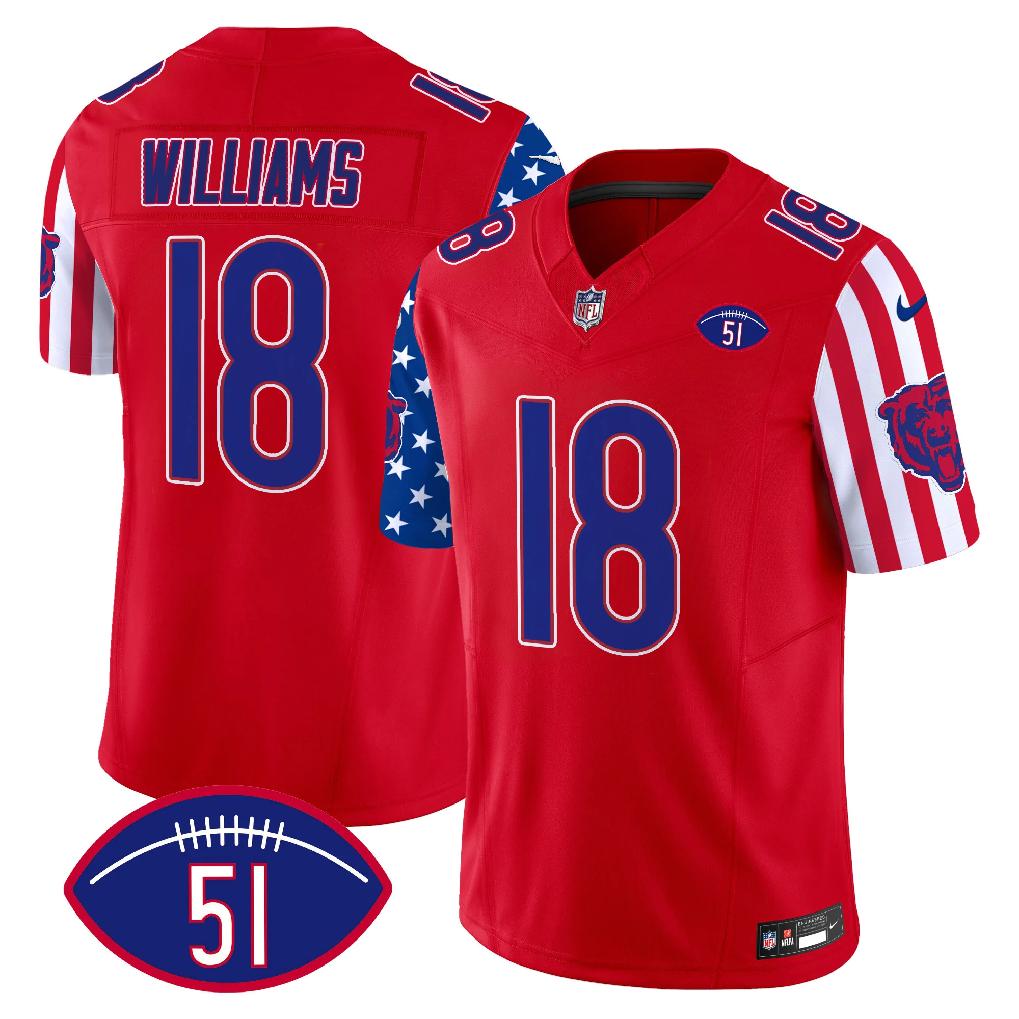 Mens Chicago Bears American Style Vapor Limited Jersey Caleb Williams Jersey Red