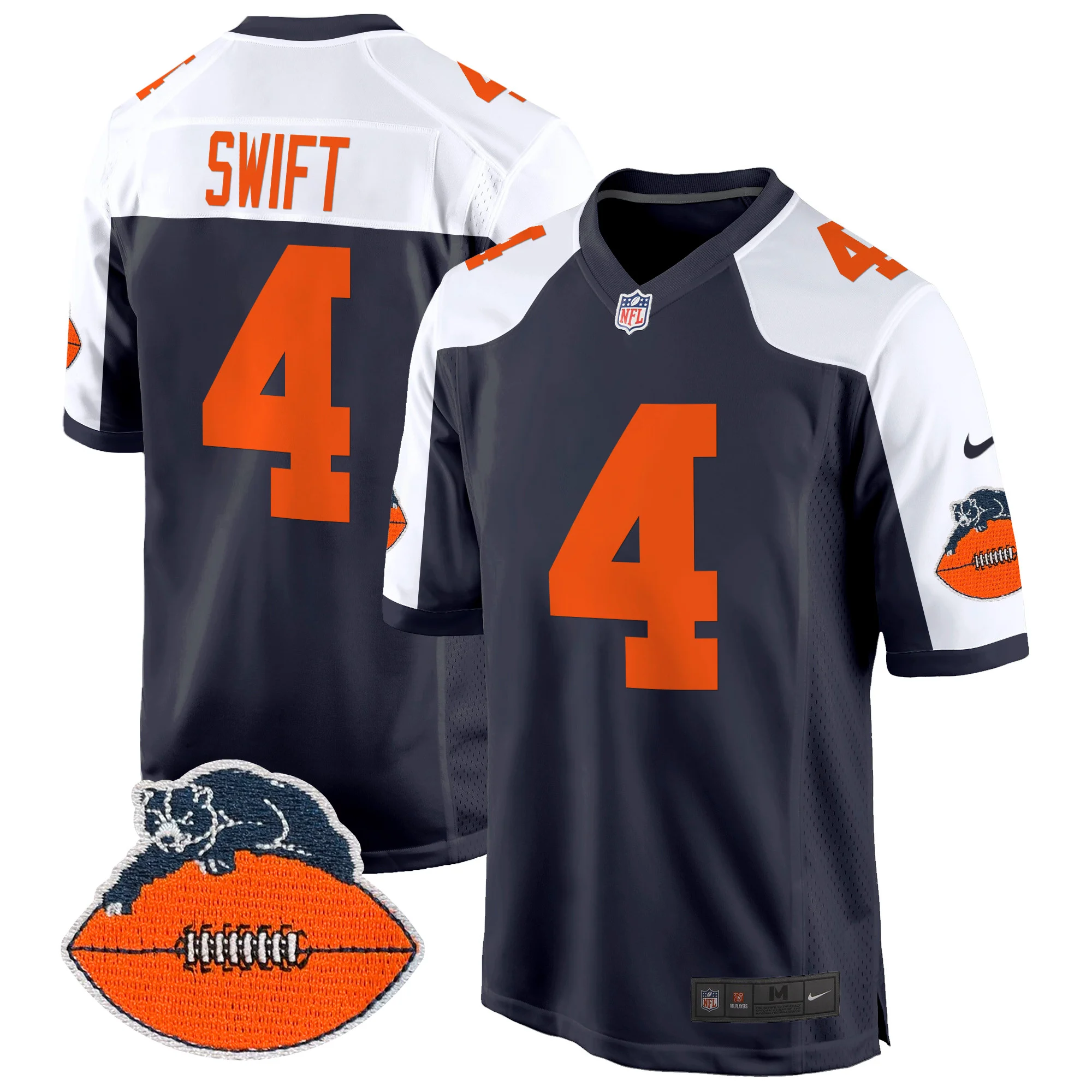 Mens Chicago Bears Throwback Game Jersey D’andre Swift Jersey Navy Alternate