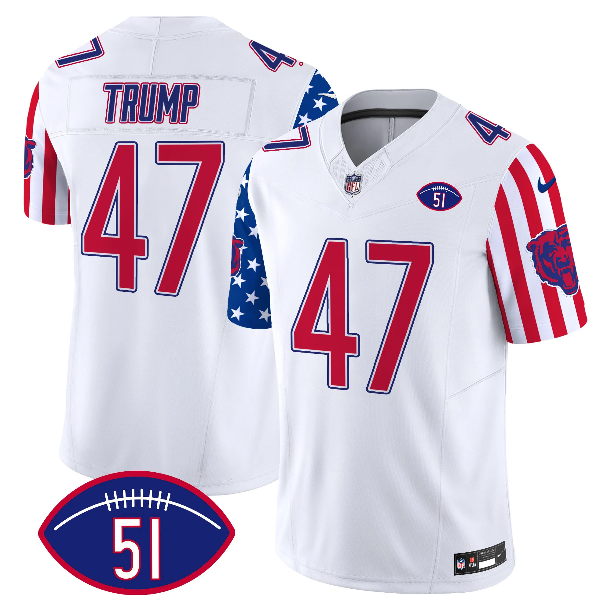 Mens Chicago Bears American Style Vapor Limited Jersey Donald Trump Jersey White