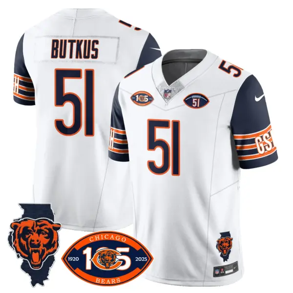 Mens Chicago Bears 1920 2025 The Chicago Bears Vapor Limited Jersey Dick Butkus Jersey Navy Sleeves