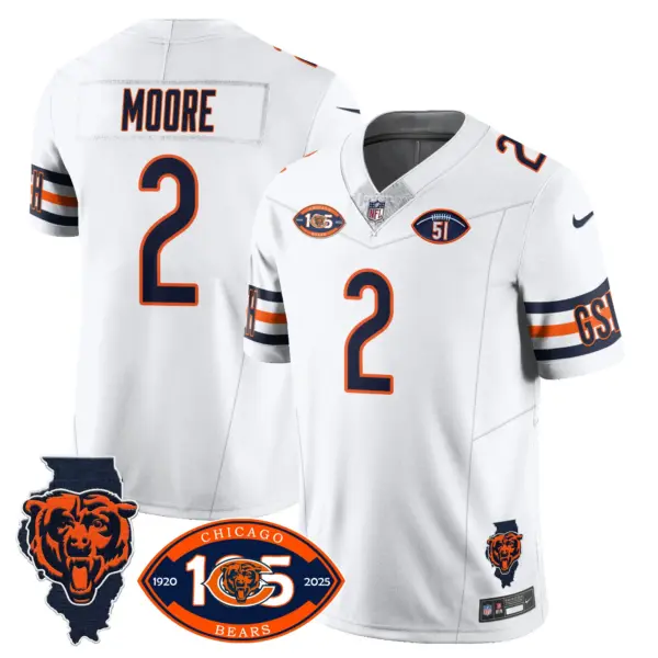 Mens Chicago Bears 1920 2025 The Chicago Bears Vapor Limited Jersey DJ Moore Jersey White