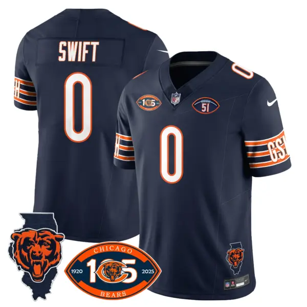 Mens Chicago Bears 1920 2025 The Chicago Bears Vapor Limited Jersey D’andre Swift Jersey Navy
