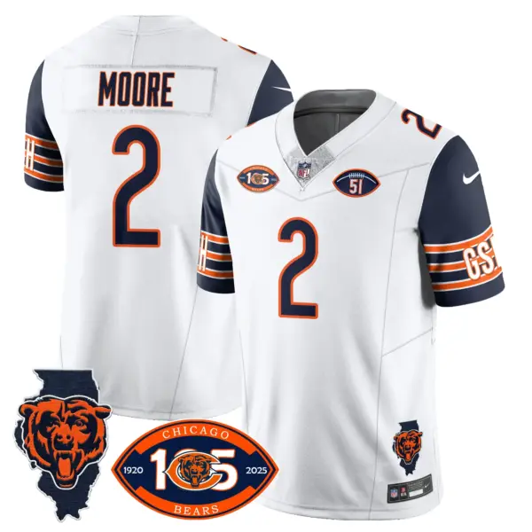Mens Chicago Bears 1920 2025 The Chicago Bears Vapor Limited Jersey DJ Moore Jersey Navy Sleeves