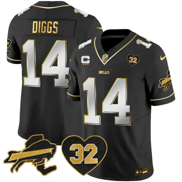 Mens Buffalo Bills OJ Simpson Patch Gold Vapor Limited Jersey Stefon Diggs Jersey Black Limited