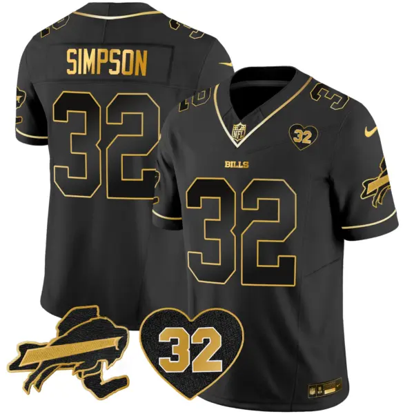 Mens Buffalo Bills OJ Simpson Patch Gold Vapor Limited Jersey OJ Simpson Jersey Black Gold