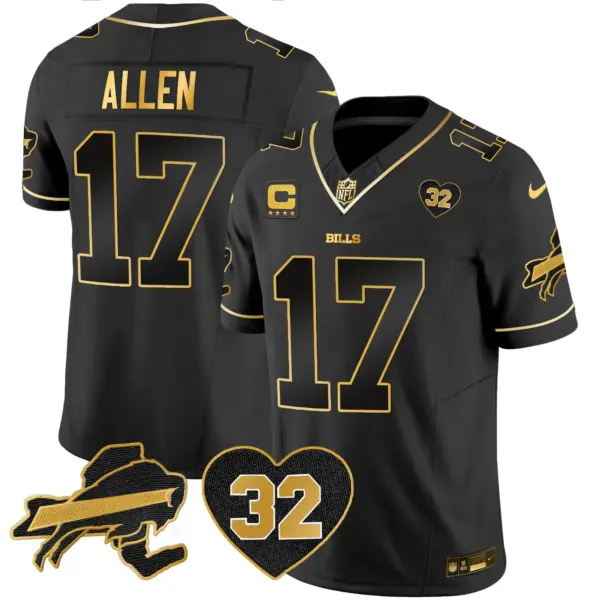 Mens Buffalo Bills OJ Simpson Patch Gold Vapor Limited Jersey Josh Allen Jersey Black Gold