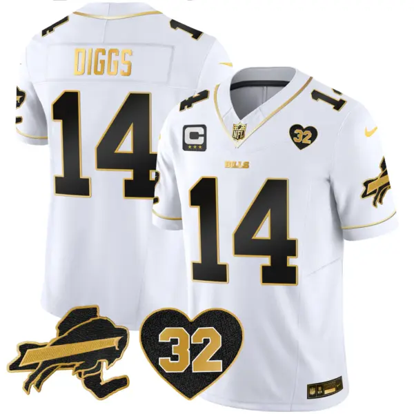 Mens Buffalo Bills OJ Simpson Patch Gold Vapor Limited Jersey Stefon Diggs Jersey White Gold