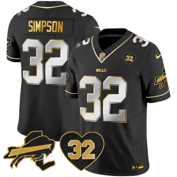 Mens Buffalo Bills OJ Simpson Patch Gold Vapor Limited Jersey OJ Simpson Jersey Black Limited