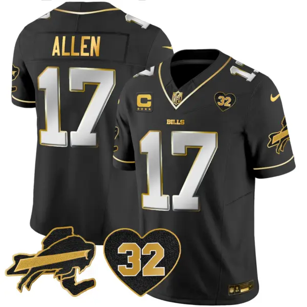 Mens Buffalo Bills OJ Simpson Patch Gold Vapor Limited Jersey Josh Allen Jersey Black Limited
