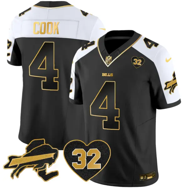 Mens Buffalo Bills OJ Simpson Patch Gold Vapor Limited Jersey James Cook Jersey Alternate