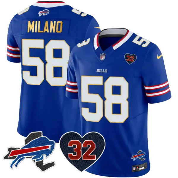 Mens Buffalo Bills OJ Simpson Patch Gold Trim Vapor Limited Jersey Matt Milano Jersey Royal