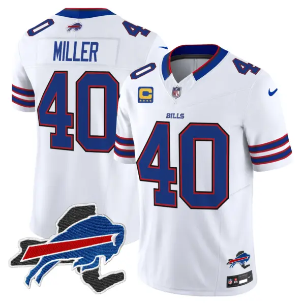 Mens Buffalo Bills New York Patch Vapor Limited Jersey V3 Von Miller Jersey White
