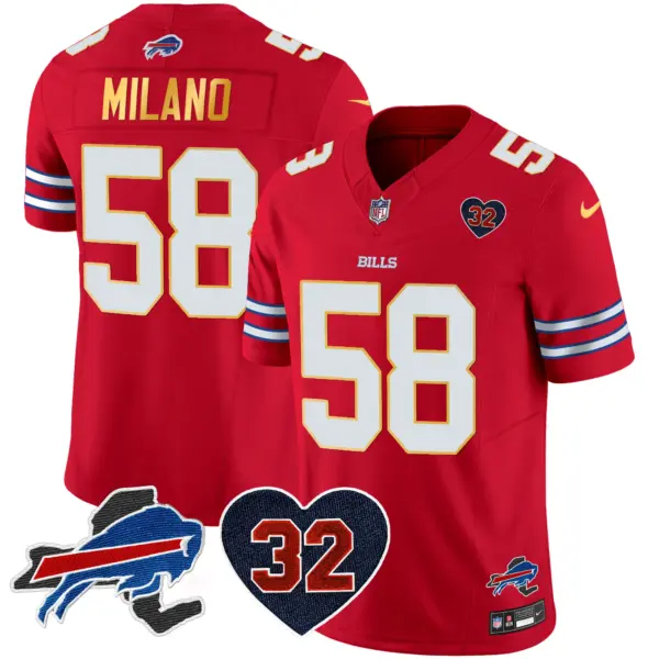 Mens Buffalo Bills OJ Simpson Patch Gold Trim Vapor Limited Jersey Matt Milano Jersey Red