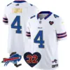 Mens Buffalo Bills OJ Simpson Patch Gold Trim Vapor Limited Jersey James Cook Jersey White