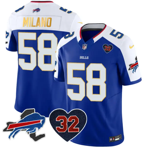 Mens Buffalo Bills OJ Simpson Patch Gold Trim Vapor Limited Jersey Matt Milano Jersey Royal Alternate
