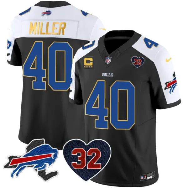 Mens Buffalo Bills OJ Simpson Patch Gold Trim Vapor Limited Jersey Von Miller Jersey Black Alternate