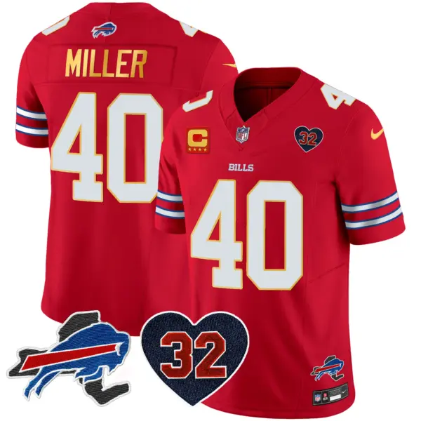 Mens Buffalo Bills OJ Simpson Patch Gold Trim Vapor Limited Jersey Von Miller Jersey Red