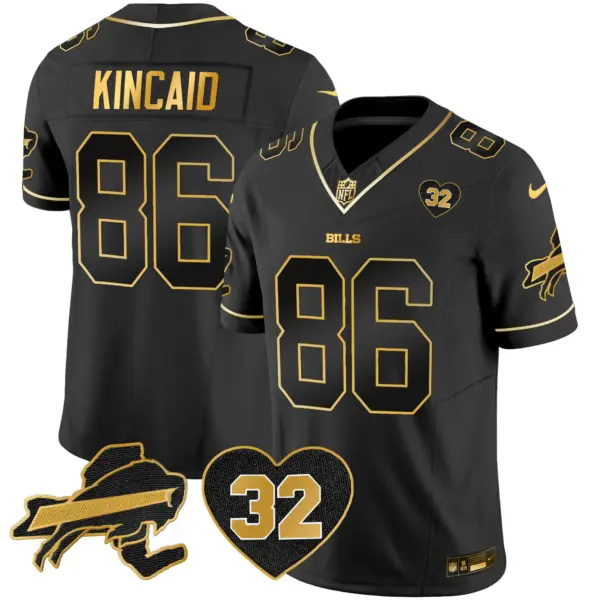 Mens Buffalo Bills OJ Simpson Patch Gold Vapor Limited Jersey Dalton Kincaid Jersey Black Gold