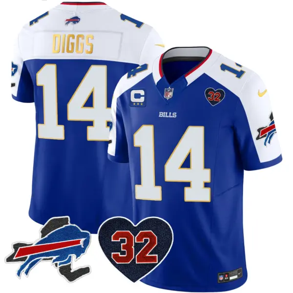 Mens Buffalo Bills OJ Simpson Patch Gold Trim Vapor Limited Jersey Stefon Diggs Jersey Royal Alternate