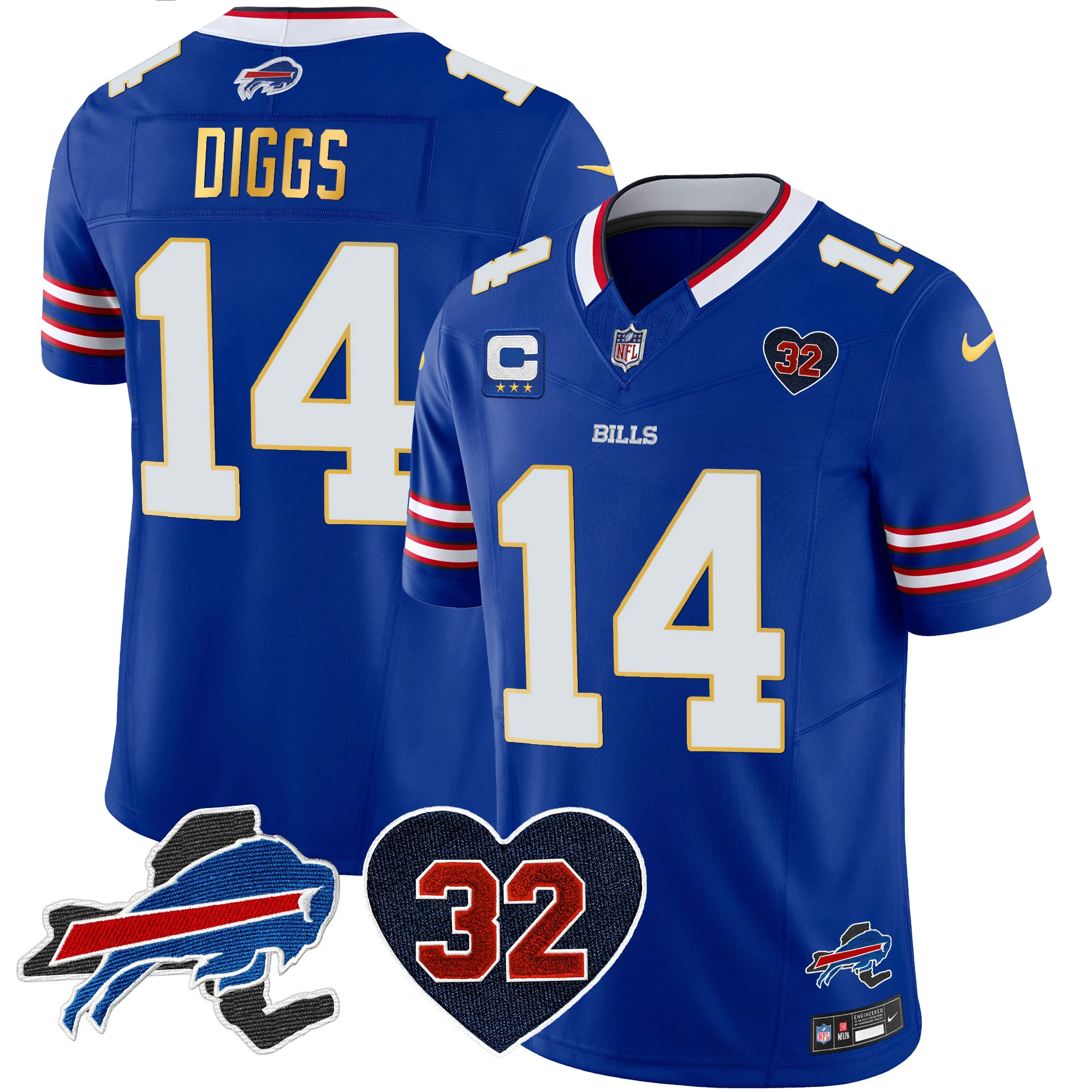 Mens Buffalo Bills OJ Simpson Patch Gold Trim Vapor Limited Jersey Stefon Diggs Jersey Royal