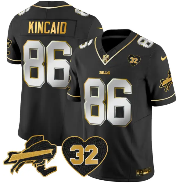 Mens Buffalo Bills OJ Simpson Patch Gold Vapor Limited Jersey Dalton Kincaid Jersey Black Limited
