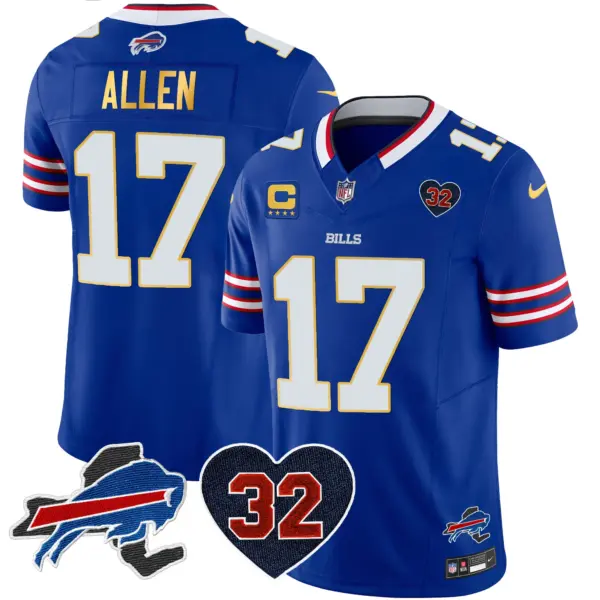 Mens Buffalo Bills OJ Simpson Patch Gold Trim Vapor Limited Jersey Josh Allen Jersey Royal