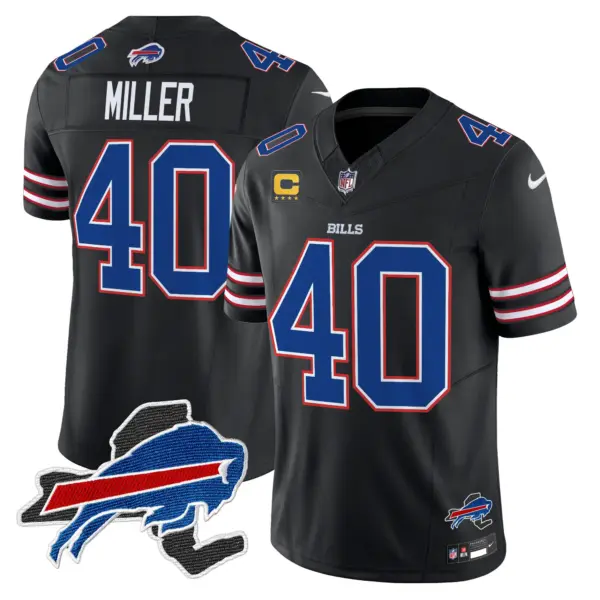 Mens Buffalo Bills New York Patch Vapor Limited Jersey V3 Von Miller Jersey Black