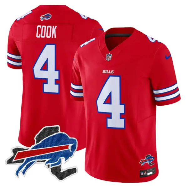 Mens Buffalo Bills New York Patch Vapor Limited Jersey V3 James Cook Jersey Red