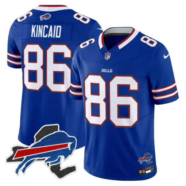 Mens Buffalo Bills New York Patch Vapor Limited Jersey V3 Dalton Kincaid Jersey Royal